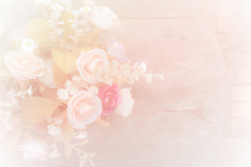 Roses soft blur background in vintage pastel tones.