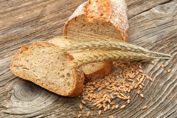 traditional bread on wooden background