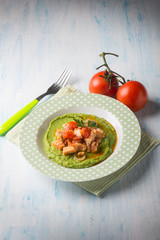 fish stew with pea cream