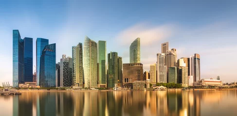 Selbstklebende Fototapete Foto des Tages Skyline von Singapur und Blick auf die Marina Bay