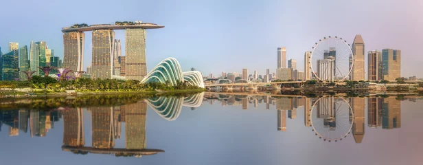 Wandcirkels aluminium Singapore Skyline and view of Marina Bay © boule1301