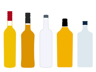 Different Kinds of Spirits Full Bottles Illustration