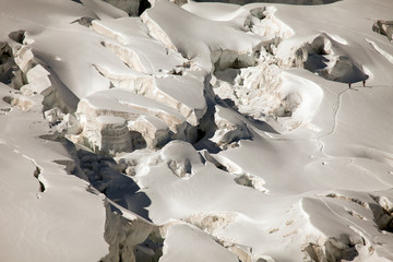 Glaciers and crevasses around Mont Blanc (Monte Bianco), Aosta valley, Italy