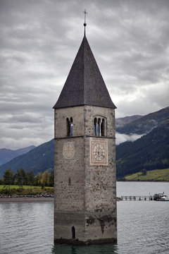 Campanile of Lake Resia, Italy