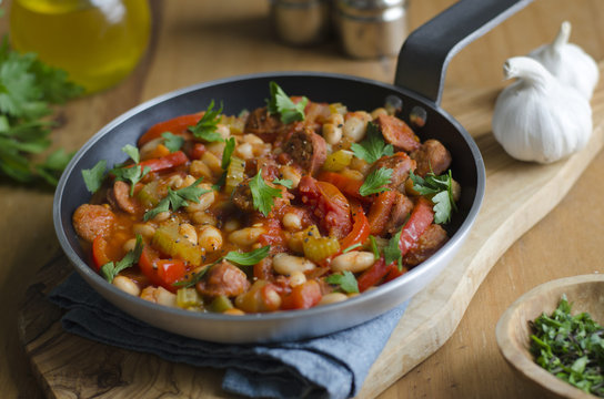 Chorizo and cannellini bean stew