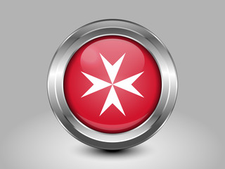 Flag of Malta. Metal Round Icon