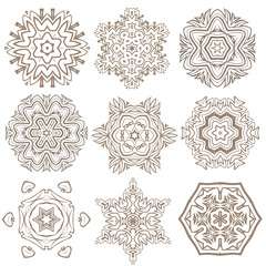 Set of Mandalas. Ethnic decorative elements. Islam, Arabic, Indi