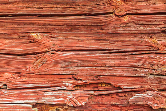 Typical red painted wooden wall in Sweden
