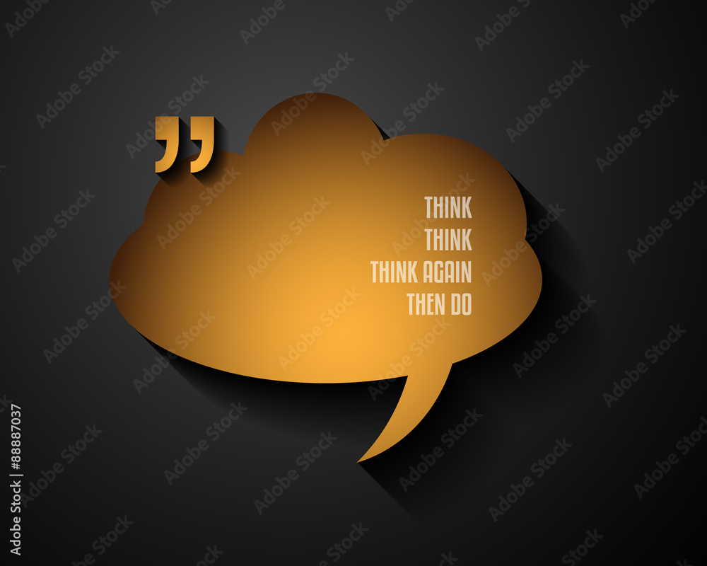 Poster quotation mark frame with flat style and space for text.