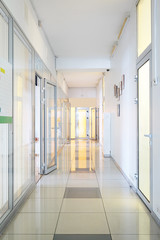 Interior of a corridor in the medical center or office center