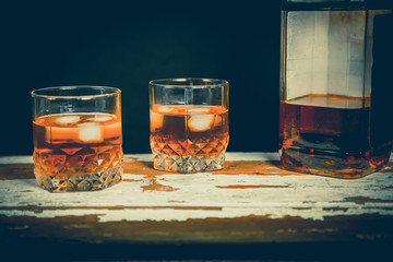 Whiskey on the rocks, vintage photos, booze culture