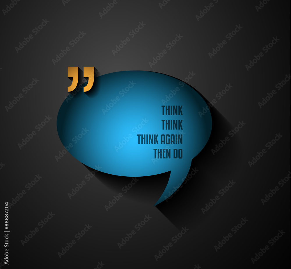 Poster quotation mark frame with flat style and space for text.