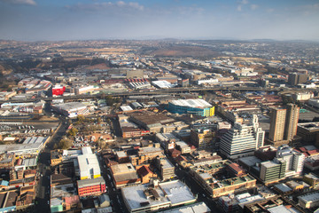 Fototapeta na wymiar View from the Carlton towers over downtown Johannesburg in South Africa 