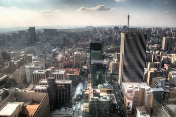 Naklejka premium Widok z wież Carlton na centrum Johannesburga w RPA