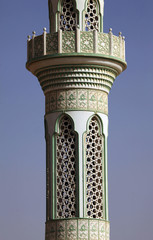 Detailed lacing design of a mosque minaret in Liwa, United Arab Emirates