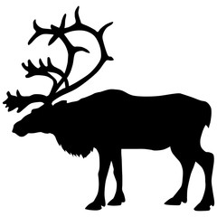 Naklejka premium Black silhouette of a deer, like the caribou