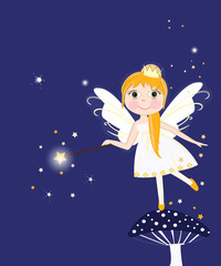 Beautiful night fairy girl vector background