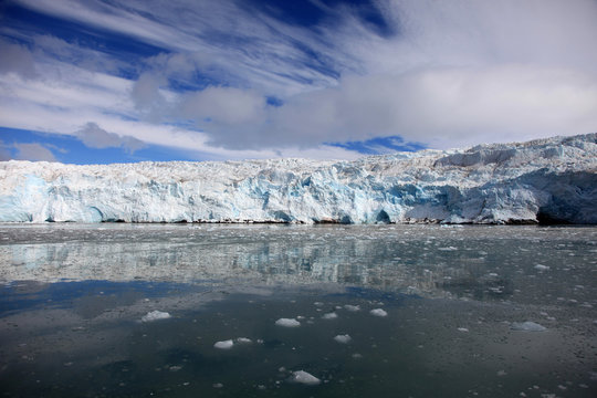 Glacier's blue ice in Svalbard, Norway