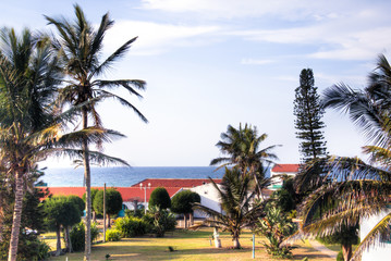 Fototapeta na wymiar Houses with sea side view in a resort in Ponta Do Ouro in Mozambique 