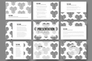 Set of 9 templates for presentation slides. Modern stylish