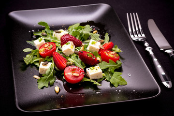 Strawberry, tomato salad with feta cheese