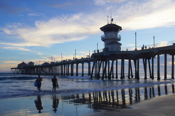 Beach pier in California at twilight