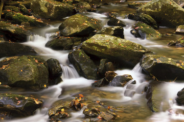 Fototapeta na wymiar Water Flowing over Boulders