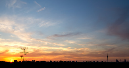 berlin cityscape sundown