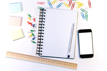 phone with white screen and paper