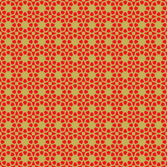 Golden seamless Chinese window tracery star square pattern background.
