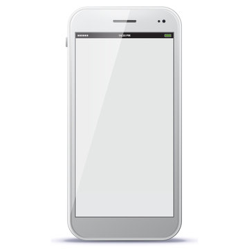 White Mobile Phone Vector Illustration.