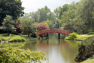 Landscape with trees and bridge