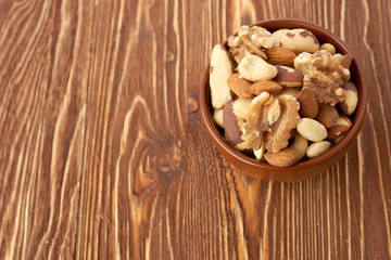 Mix nuts  on wooden background