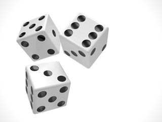 three dices on white