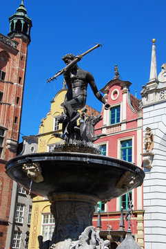Neptune fountain  in Gdansk