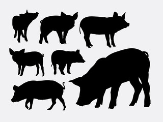 Pig animal silhouettes