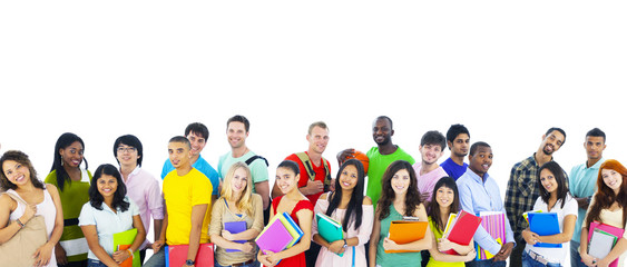 Large group of international students smiling Concept