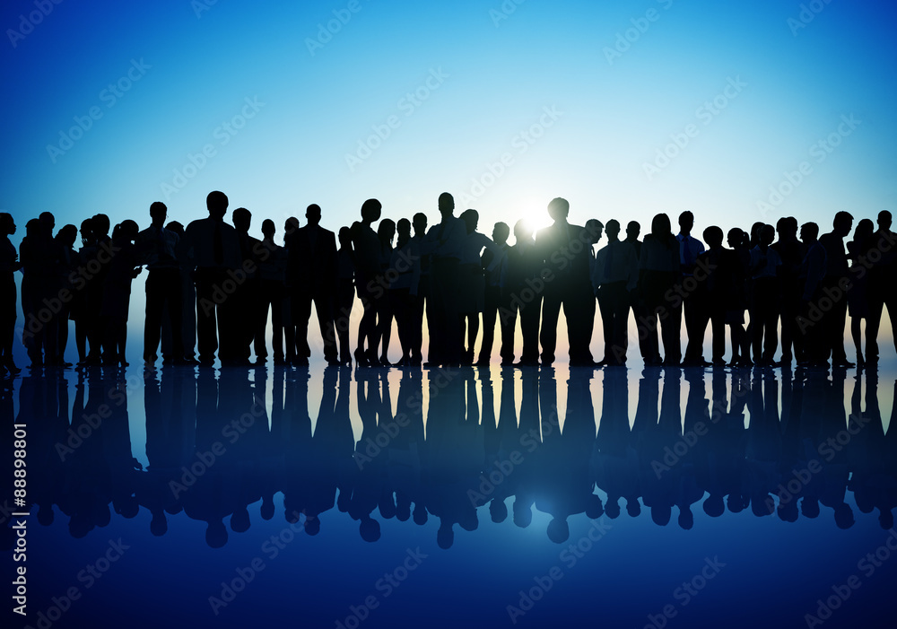 Wall mural group people corporate business standing silhouette concept - Wall murals