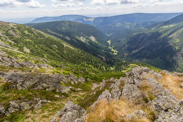 Fototapeta na wymiar Landscape with mountain and nice cloud in Krkonose in Czech republic 