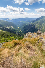 Naklejka premium Landscape with mountain and nice cloud in Krkonose in Czech republic 