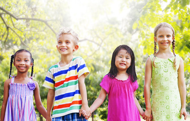 Diversity Friends Children Park Happiness Concept