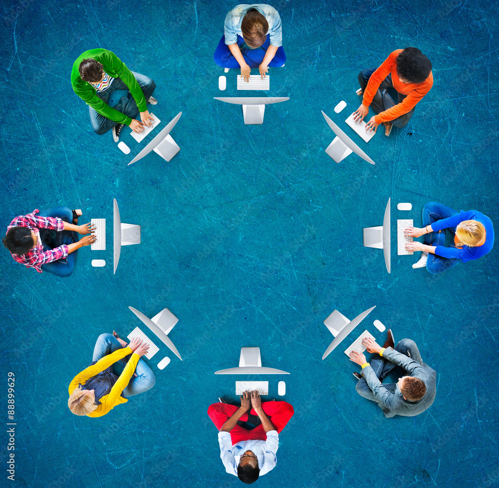 Poster diversity teamwork communication digital networking concept