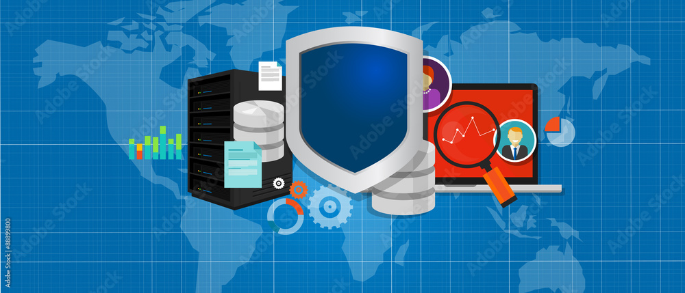 Poster data protection database security internet shield