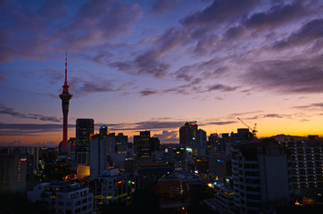 Fototapeta na wymiar Aerial view of Auckland skyline at sunriser - New Zealand