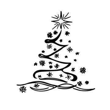 Christmas tree, sketch, vector