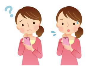 スマホを持つ女性　主婦　表情