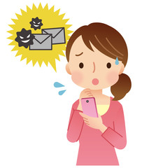 スマホを持つ女性　主婦　表情　ウィルス