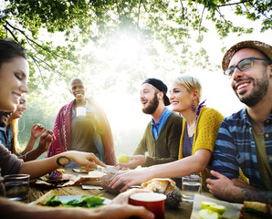 Friends Friendship Outdoor Dining People Concept