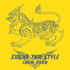 Thai art lion or sigha. Detailed vector illustration