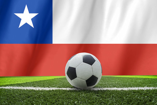 Soccer ball on the chile flag